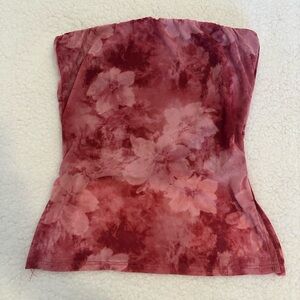 Floral Strapless Top in Red and Pink